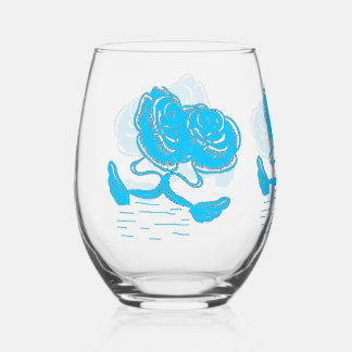 Large Turquoise Romantic Swans Drinking Glass