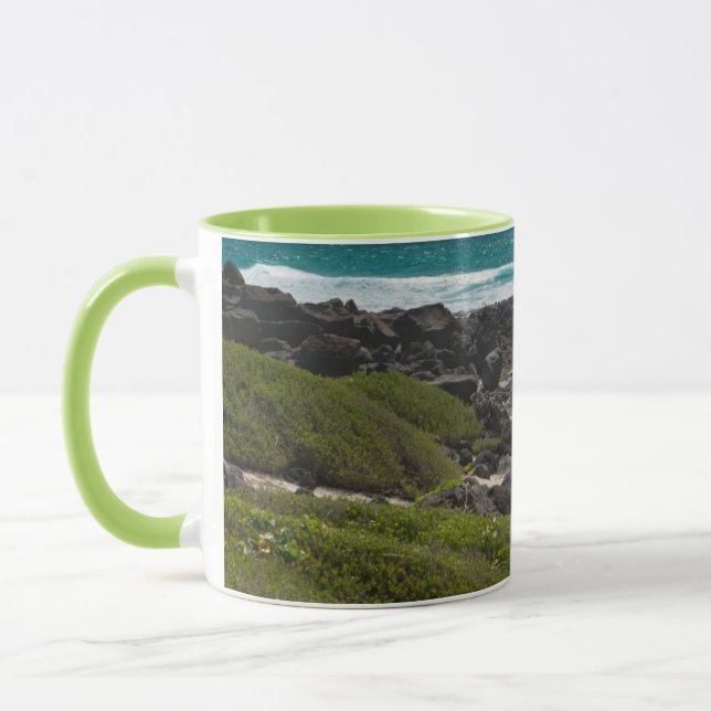 Large turtle at the sea edge mug (Left)