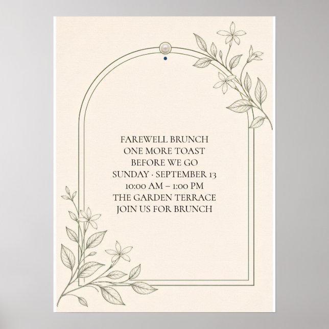 Large Type Olive Botanical Farewell Brunch Sign (Front)