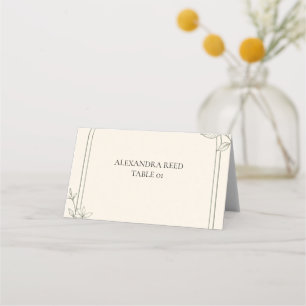 Large Type Olive Botanical Folded Place Card