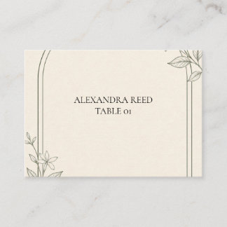 Large Type Olive Botanical Place Card