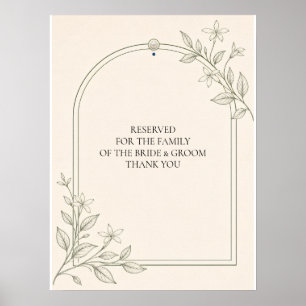 Large Type Olive Botanical Reserved Seating Sign