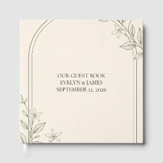 Large Type Olive Botanical Wedding Guest Book