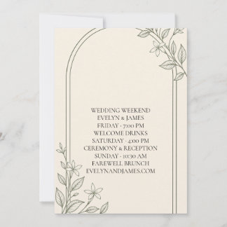 Large Type Olive Botanical Weekend Itinerary Card
