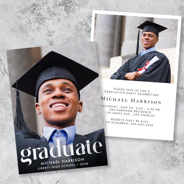 Large Type Photo Graduation Party Foil (Modern Photo Graduation Party Foil Invitation)