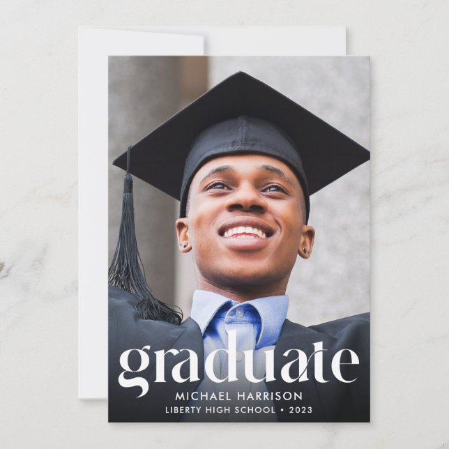 Large Type Photo Overlay Graduation Announcement (Front)