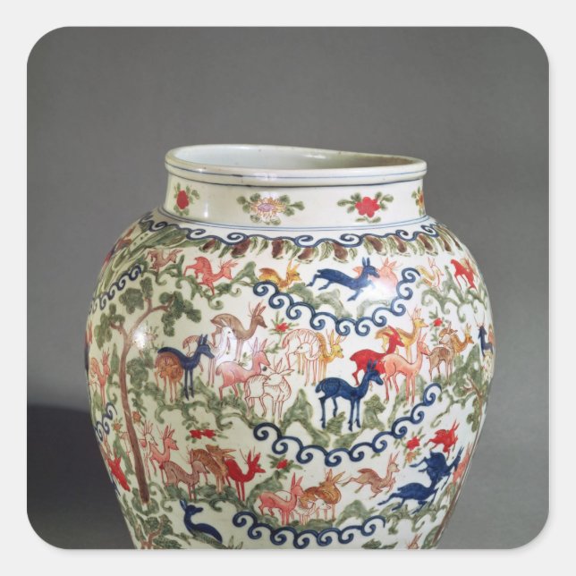 Large vase decorated with five colours square sticker (Front)