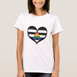 Large Vector Heart in LGBT Ally Pride Flag Colours T-Shirt
