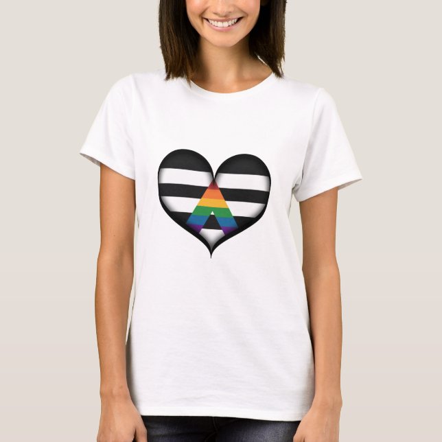 Large Vector Heart in LGBT Ally Pride Flag Colours T-Shirt (Front)