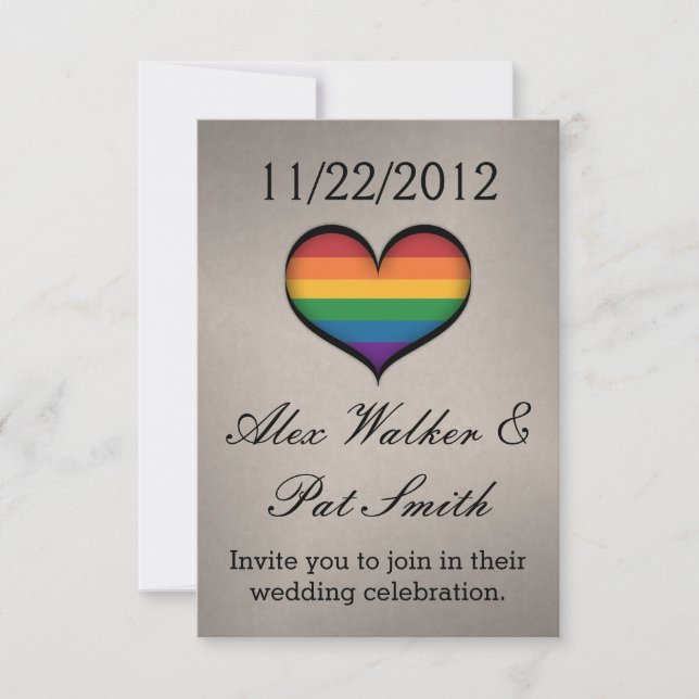 Large Vector Heart in LGBTQ Rainbow Pride Flag  Invitation (Front)