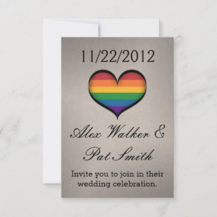 Large Vector Heart in LGBTQ Rainbow Pride Flag Invitation