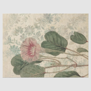 Large Vintage Pink Floral Decoupage Tissue Paper