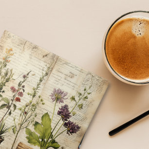 Large Vintage Watercolor Natural Wildflower Ceramic Tile