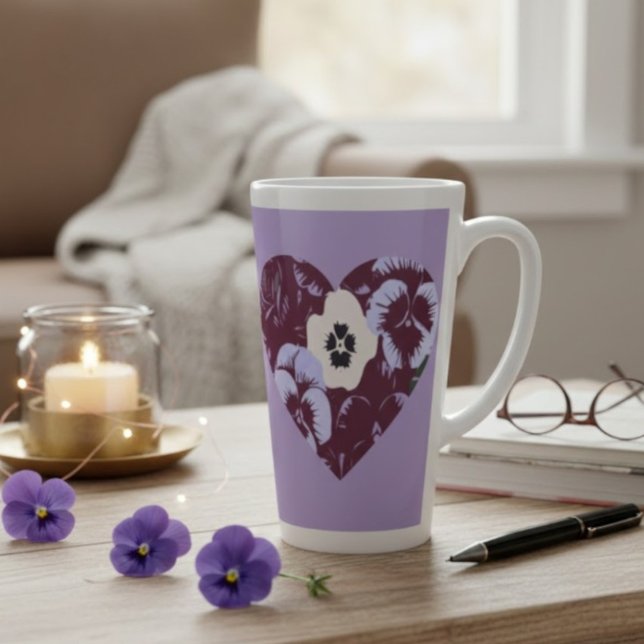 Large Violet and Purple Artistic Heart Latte Mug  (Creator Uploaded)