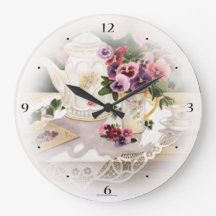 Large Wall clock with Painting of Victorian Tea