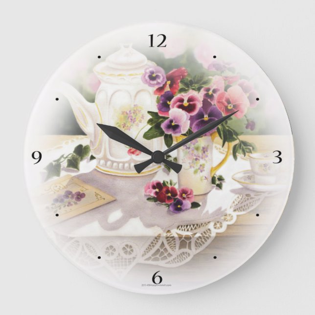 Large Wall clock with Painting of Victorian Tea (Front)