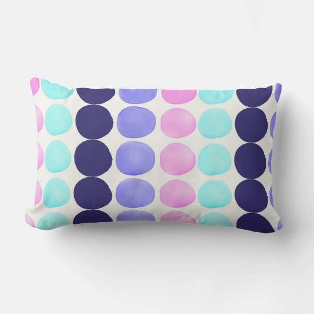 Large watercolor dots lumbar cushion (Front)