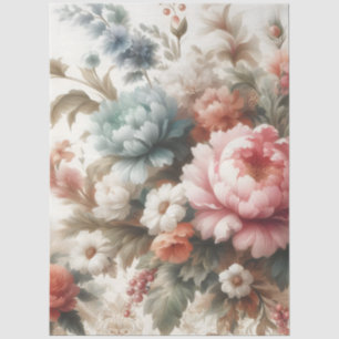 Large Watercolor Floral Vintage Inspired Decoupage Tissue Paper