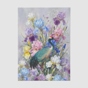 Large Watercolor Irises  Crane Furniture Decoupage Tissue Paper
