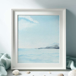 Large Watercolor Ocean Art Poster