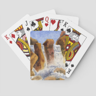 Large waterfalls in three separate drops playing cards