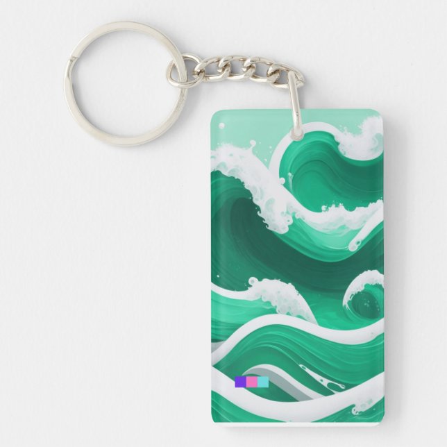 LARGE WAVE KEY HOLDER OF EMERALD GREEN RING (Front)