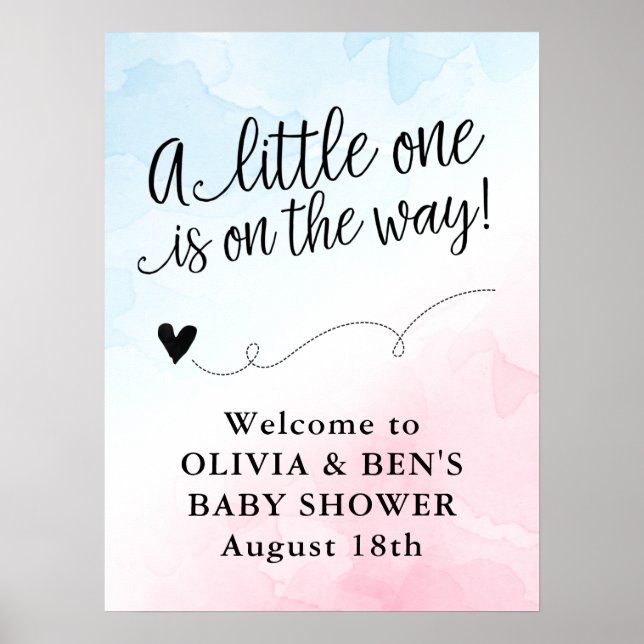 Large Welcome Sign Pink & Blue Baby Shower (Front)