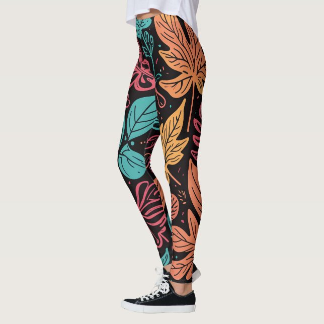 Large Whimsical Leaves Leggings (Left)
