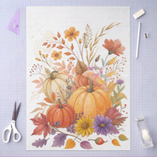 Large Whimsical Watercolor Fall Wildflowers  Tissue Paper