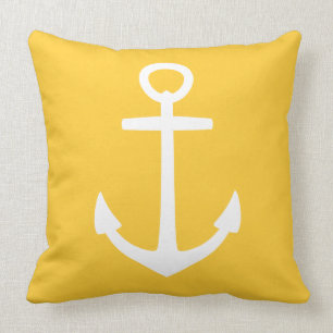 Large White Anchor on Sunset Yellow Cushion