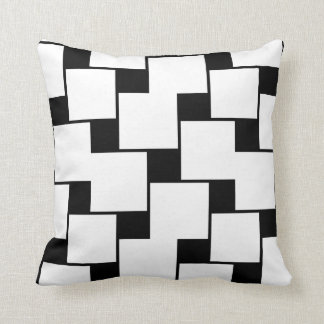 Large White and Small Black Squares Throw Pillow