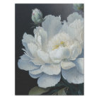 Large White, Blue & Black Peony Art, Moody Floral