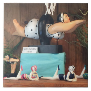 Large White Ceramic Tile! Unique Ceramic Swimmers! Tile