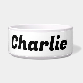 Large white custom dog bowl