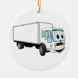 Large White Delivery Truck Cartoon Ceramic Tree Decoration