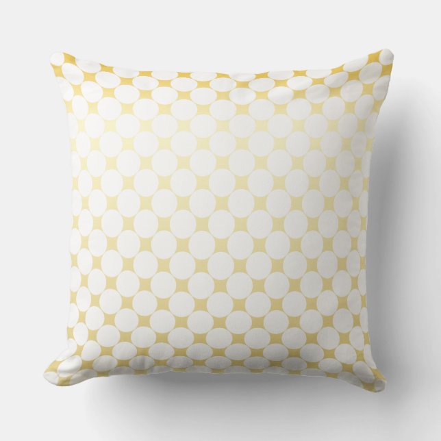 Large white dots and rhomb | Gold and White Pillow (Front)