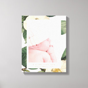 Large White Floral Frame Canvas Print