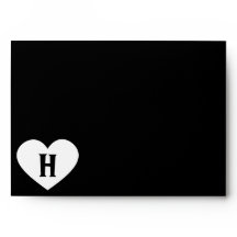 Large White Heart Monogram & Black Background