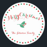 Large White Red Green Custom Christmas Stickers<br><div class="desc">Large white,  red and green custom Christmas stickers with customisable text</div>