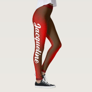 Large White Script Text on BROWN Leggings