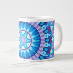 Large Winter Mandala Blue Snowflake Pattern Cosy Coffee Mug