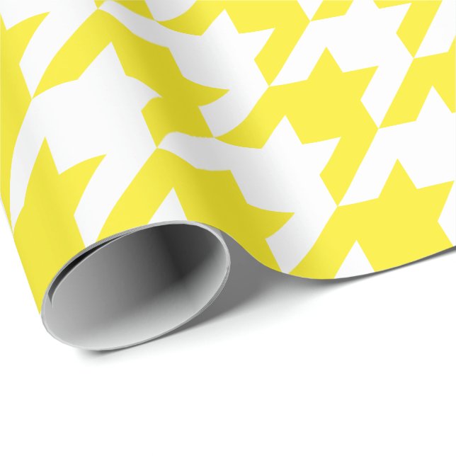 Large Yellow and White Houndstooth Wrapping Paper (Roll Corner)