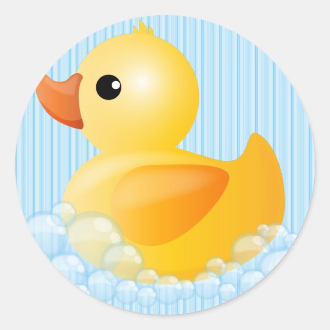 Large Yellow Duck Classic Round Sticker (Front)