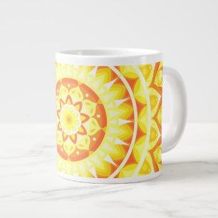 Large Yellow Mandala Bright Sunshine Boho Oversize Coffee Mug