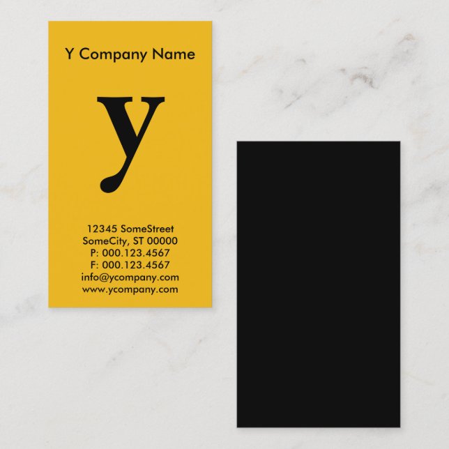 large yellow monogram business card (Front/Back)