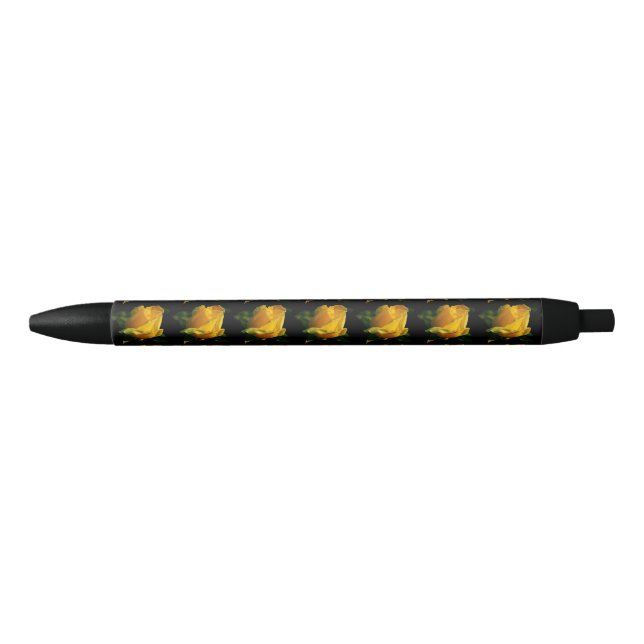 Large Yellow Rose  Black Ink Pen (Front)