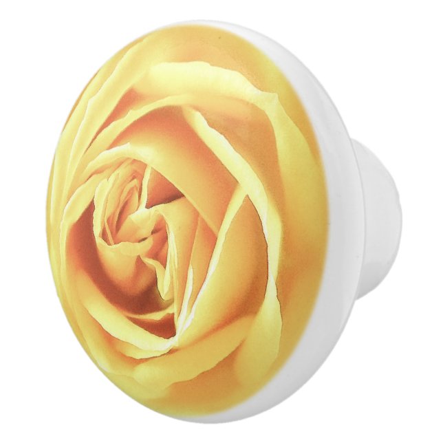 Large Yellow Rose Print Ceramic Knob (Right)