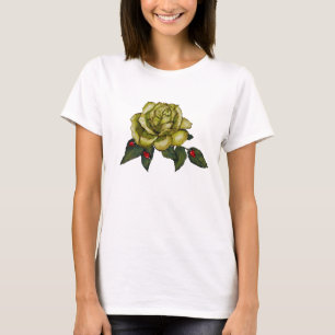 Large Yellow Rose With Red Ladybugs T-Shirt