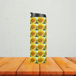Large Yellow Sunflower Floral Pattern Thermal Tumbler