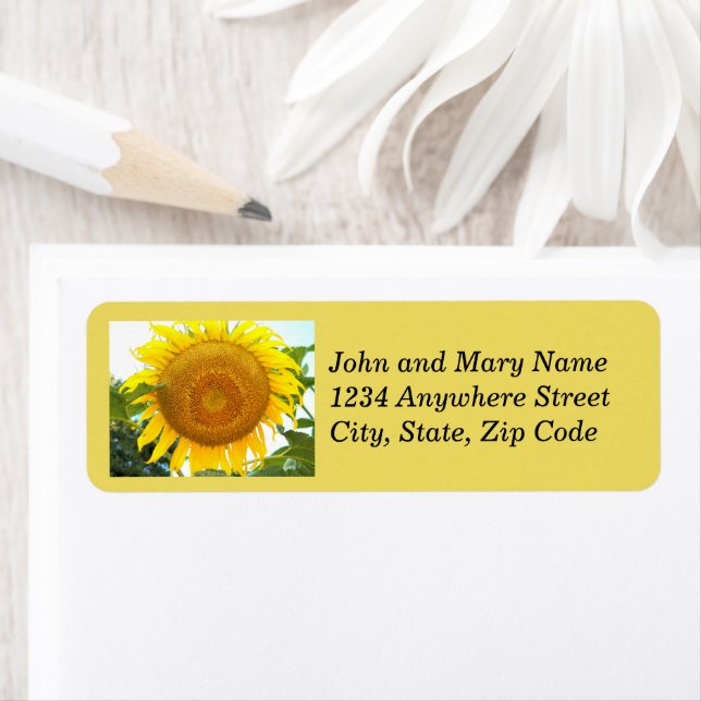 Large Yellow Sunflower Floral Return Address Label (Insitu)